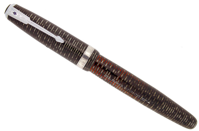 1946 PARKER SILVER PEARL VACUMATIC MAJOR SIZE FOUNTAIN PEN RESTORED OFFERED BY ANTIQUE DIGGER