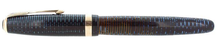 1946 PARKER VACUMATIC AZURE BLUE PEARL MAJOR FOUNTAIN PEN RESTORED OFFERED BY ANTIQUE DIGGER