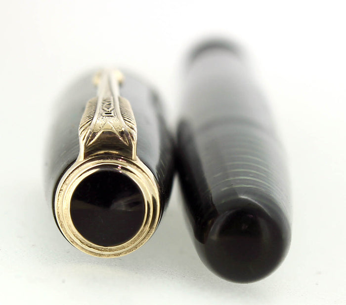 1946 PARKER VACUMATIC EMERALD PEARL FOUNTAIN F-BB 1.71MM FLEX NIB PEN RESTORED OFFERED BY ANTIQUE DIGGER