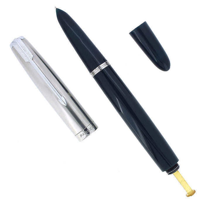 1947 PARKER 51 CEDAR BLUE VACUMATIC FINE NIB FOUNTAIN PEN RESTORED NEAR MINT OFFERED BY ANTIQUE DIGGER