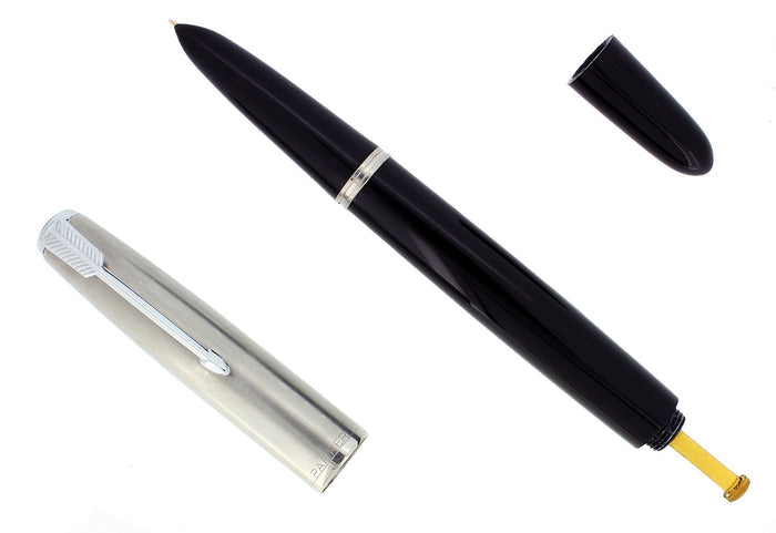 1947 PARKER 51 INDIA BLACK VACUMATIC SMOOTH FINE NIB FOUNTAIN PEN RESTORED OFFERED BY ANTIQUE DIGGER