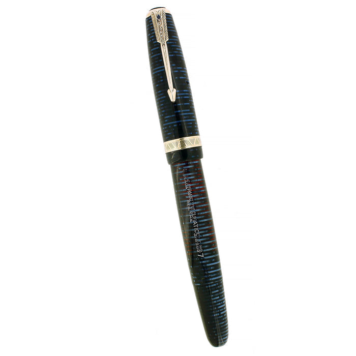 1947 PARKER AZURE PEARL VACUMATIC FOUNTAIN PEN SEMIFLEX NIB RESTORED OFFERED BY ANTIQUE DIGGER