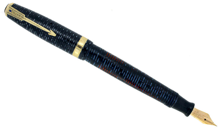 1947 PARKER AZURE PEARL VACUMATIC MAJOR SINGLE JEWEL FOUNTAIN PEN RESTORED OFFERED BY ANTIQUE DIGGER