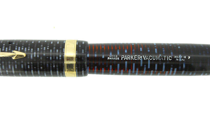 1947 PARKER AZURE PEARL VACUMATIC MAJOR SINGLE JEWEL FOUNTAIN PEN RESTORED OFFERED BY ANTIQUE DIGGER