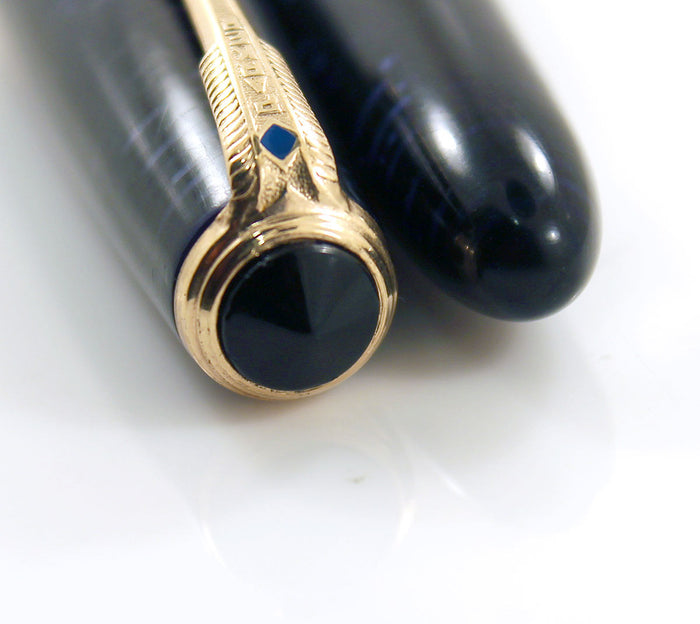 1947 PARKER BLUE / AZURE PEARL VACUMATIC FOUNTAIN PEN RESTORED OFFERED BY ANTIQUE DIGGER