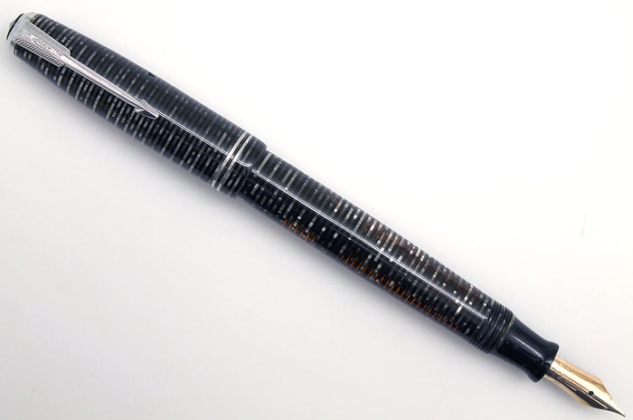1947 PARKER SILVER PEARL VACUMATIC MAJOR FOUNTAIN PEN F to BB FLEX NIB RESTORED OFFERED BY ANTIQUE DIGGER