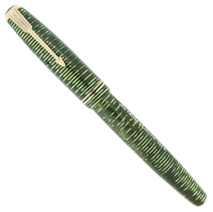 1947 PARKER VACUMATIC EMERALD PEARL SINGLE JEWEL FOUNTAIN PEN RESTORED NEAR MINT OFFERED BY ANTIQUE DIGGER