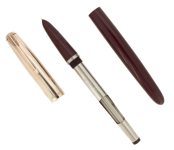 1948 PARKER 51 AEROMETRIC BURGUNDY FOUNTAIN PEN FINE/MEDIUM NIB RESTORED OFFERED BY ANTIQUE DIGGER