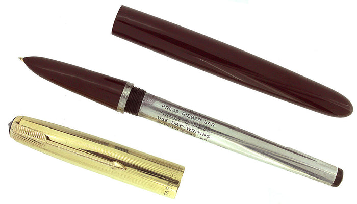 1948 PARKER 51 BURGUNDY AEROMETRIC FOUNTAIN PEN FINE/MEDIUM NIB RESTORED OFFERED BY ANTIQUE DIGGER