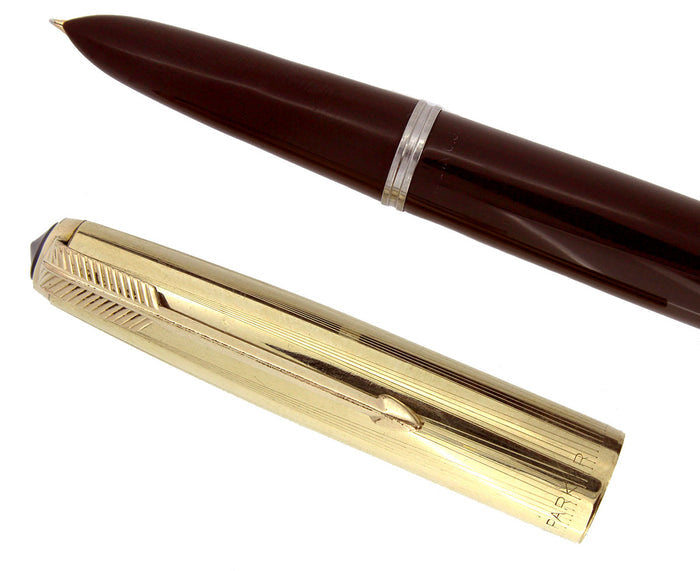 1948 PARKER 51 BURGUNDY AEROMETRIC FOUNTAIN PEN FINE/MEDIUM NIB RESTORED OFFERED BY ANTIQUE DIGGER