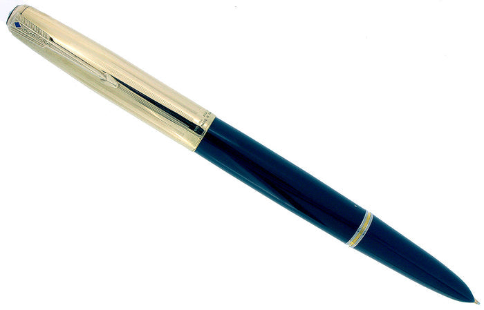 1948 PARKER 51 SINGLE JEWEL CEDAR BLUE VACUMATIC FOUNTAIN PEN RESTORED NEAR MINT OFFERED BY ANTIQUE DIGGER