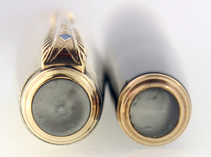 1948 PARKER 51 VACUMATIC DOUBLE JEWEL BLACK FOUNTAIN PEN 1/10 16K CAP RESTORED OFFERED BY ANTIQUE DIGGER