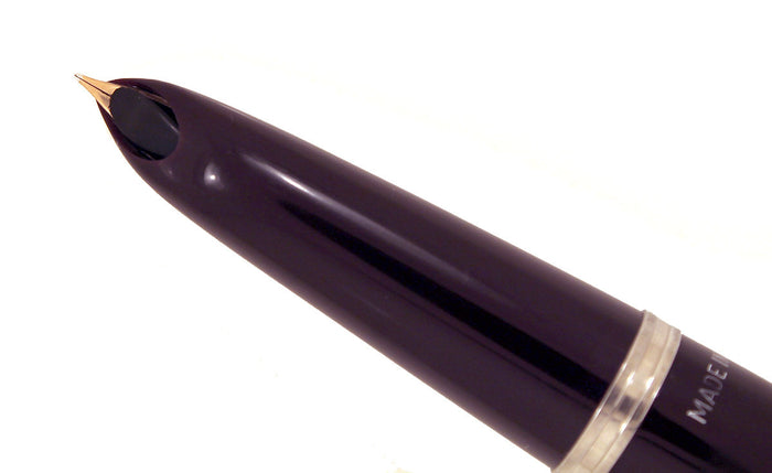 RESTORED 1949 PARKER 51 DEMI AEROMETRIC PLUM W/ GOLD FILLED CAP FOUNTAIN PEN OFFERED BY ANTIQUE DIGGER