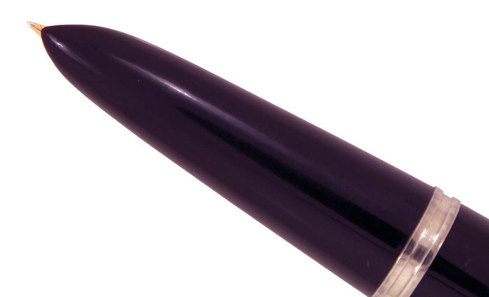 RESTORED 1949 PARKER 51 DEMI AEROMETRIC PLUM W/ GOLD FILLED CAP FOUNTAIN PEN OFFERED BY ANTIQUE DIGGER