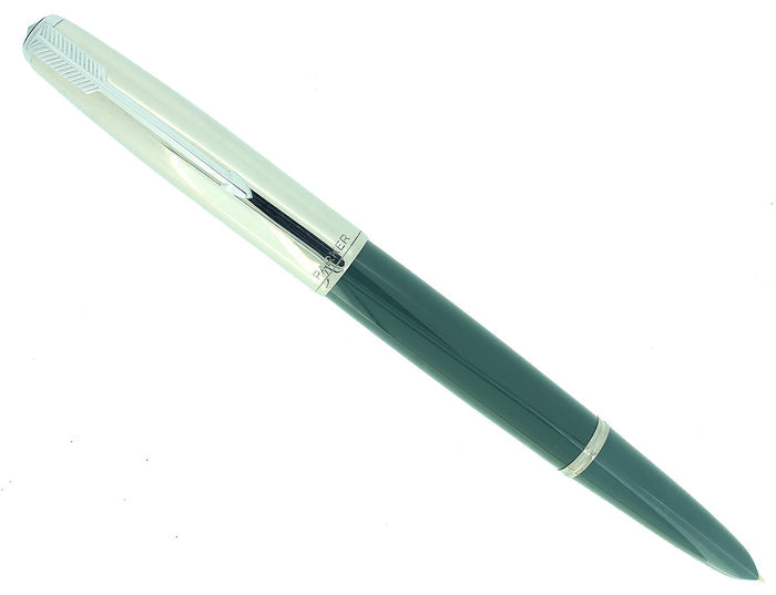 1949 PARKER 51 NAVY GREY AEROMETRIC SMOOTH FINE NIB FOUNTAIN PEN RESTORED OFFERED BY ANTIQUE DIGGER