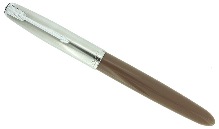 1950 PARKER 51 COCOA AEROMETRIC FOUNTAIN PEN MEDIUM NIB RESTORED OFFERED BY ANTIQUE DIGGER