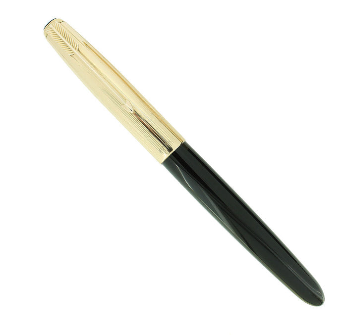 1951 PARKER 51 BLACK W/GOLD CAP AEROMETRIC FOUNTAIN PEN RESTORED OFFERED BY ANTIQUE DIGGER