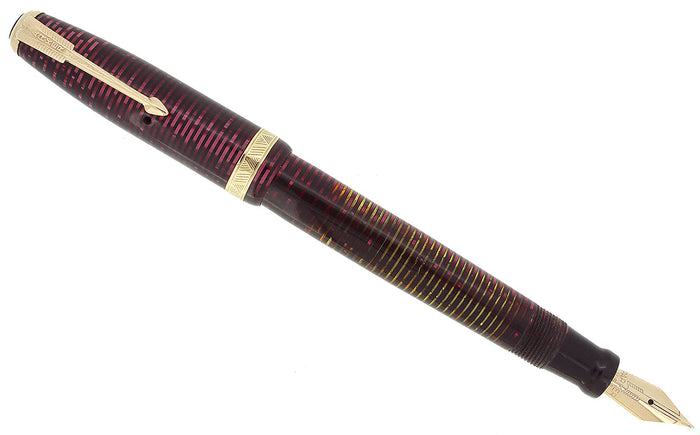 1953 PARKER BURGUNDY PEARL VACUMATIC M-BB FLEX NIB FOUNTAIN PEN RESTORED OFFERED BY ANTIQUE DIGGER