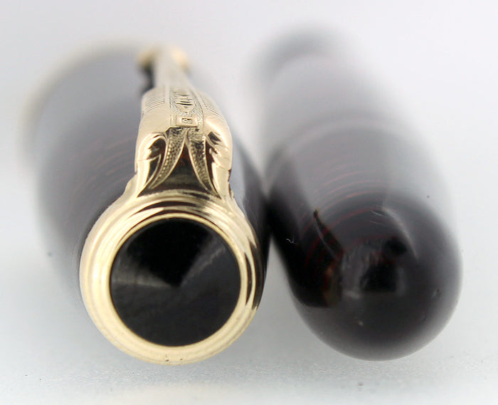1953 PARKER BURGUNDY PEARL VACUMATIC M-BB FLEX NIB FOUNTAIN PEN RESTORED OFFERED BY ANTIQUE DIGGER