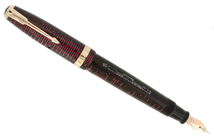 1953 PARKER BURGUNDY PEARL VACUMATIC MADE IN CANADA FOUNTAIN PEN RESTORED OFFERED BY ANTIQUE DIGGER