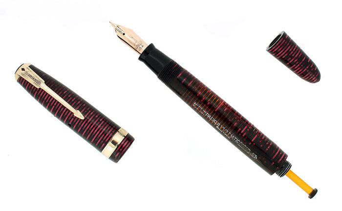 1953 PARKER BURGUNDY PEARL VACUMATIC MADE IN CANADA FOUNTAIN PEN RESTORED OFFERED BY ANTIQUE DIGGER