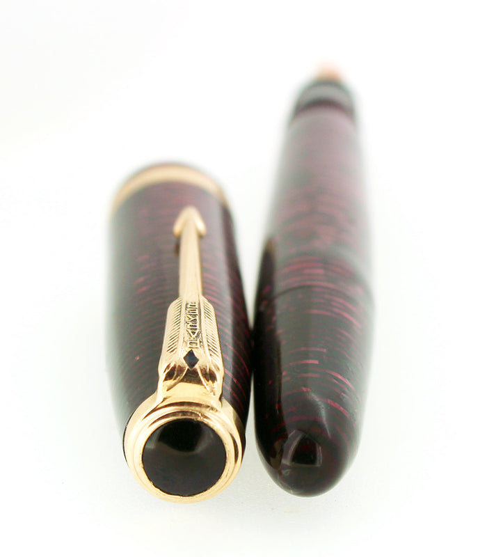 1953 PARKER BURGUNDY PEARL VACUMATIC MADE IN CANADA FOUNTAIN PEN RESTORED OFFERED BY ANTIQUE DIGGER