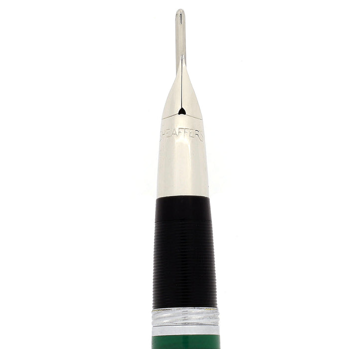 1953 SHEAFFER CLIPPER SNORKEL PASTEL GREEN FINE PgAg NIB FOUNTAIN PEN RESTORED OFFERED BY ANTIQUE DIGGER