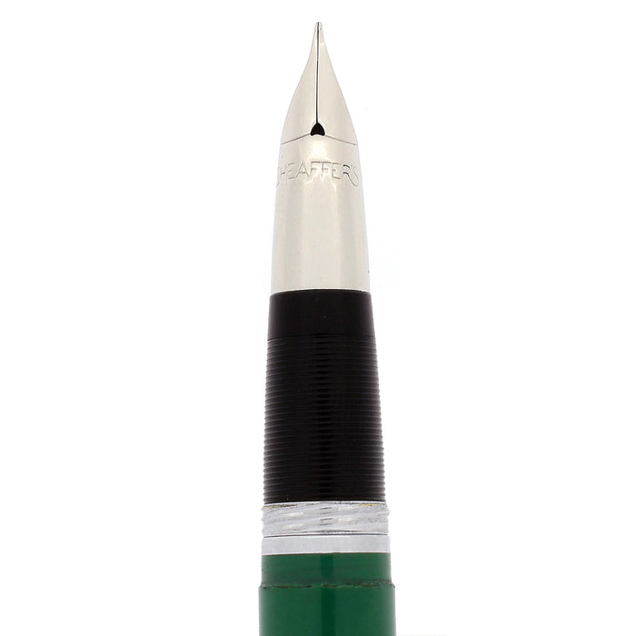 1953 SHEAFFER CLIPPER SNORKEL PASTEL GREEN FINE PgAg NIB FOUNTAIN PEN RESTORED OFFERED BY ANTIQUE DIGGER