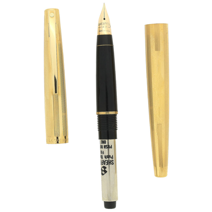1968 SHEAFFER STYLIST 777 STICKERED NEVER INKED ORIGINAL BUTTON FILLER FOUNTAIN PEN OFFERED BY ANTIQUE DIGGER