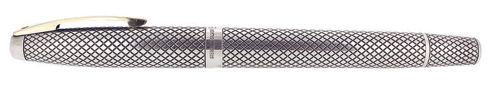 CIRCA 1970-71 SHEAFFER STERLING SILVER IMPERIAL TOUCHDOWN FILLER FOUNTAIN PEN DIAMOND GRID DESIGN RESTORED OFFERED BY ANTIQUE DIGGER