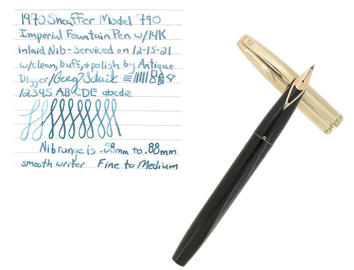 1970S SHEAFFER IMPERIAL MODEL 790 14K MEDIUM NIB FOUNTAIN PEN EXCELLENT OFFERED BY ANTIQUE DIGGER