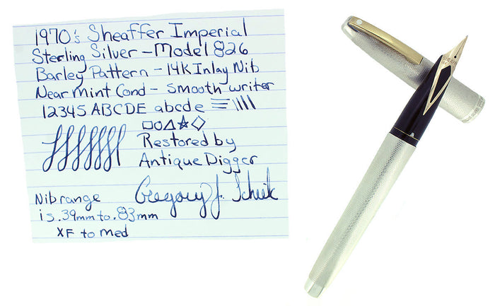 1970S SHEAFFER STERLING SILVER IMPERIAL BARLEY DESIGN MODEL 826 FOUNTAIN PEN NEW OLD STOCK OFFERED BY ANTIQUE DIGGER