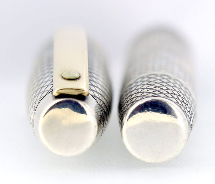 1971 SHEAFFER STERLING SILVER IMPERIAL TOUCHDOWN FILLER FOUNTAIN PEN DIAMOND DESIGN RESTORED OFFERED BY ANTIQUE DIGGER