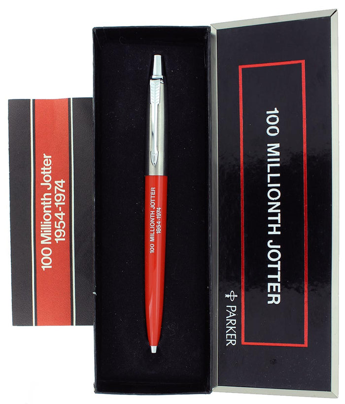 1974 PARKER 100 MILLIONTH JOTTER PEN NEW OLD STOCK MINT IN BOX WITH PAPERS OFFERED BY ANTIQUE DIGGER