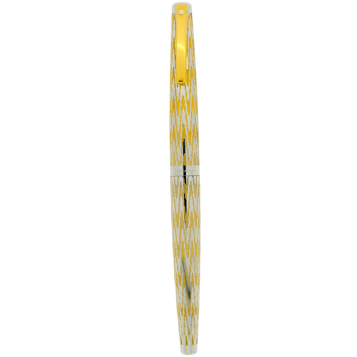 1976 LADY SHEAFFER CHEVRON CHROME & GOLD PLATE FOUNTAIN PEN NEVER INKED OFFERED BY ANTIQUE DIGGER