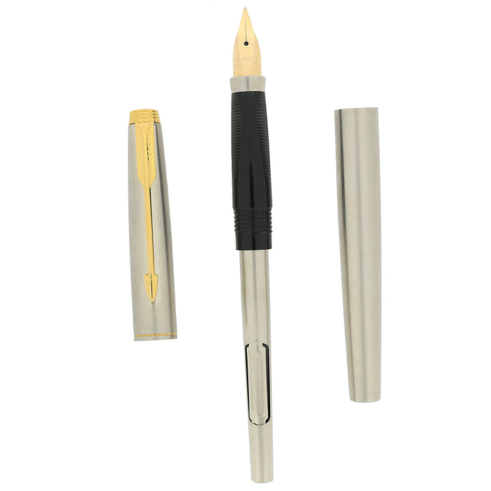 1974 PARKER 75 FLIGHTER DELUXE W/75 INSCRIPTION (EARLY PRODUCTION) STAINLESS 14K XF NIB FOUNTAIN PEN NEW IN BOX OFFERED BY ANTIQUE DIGGER