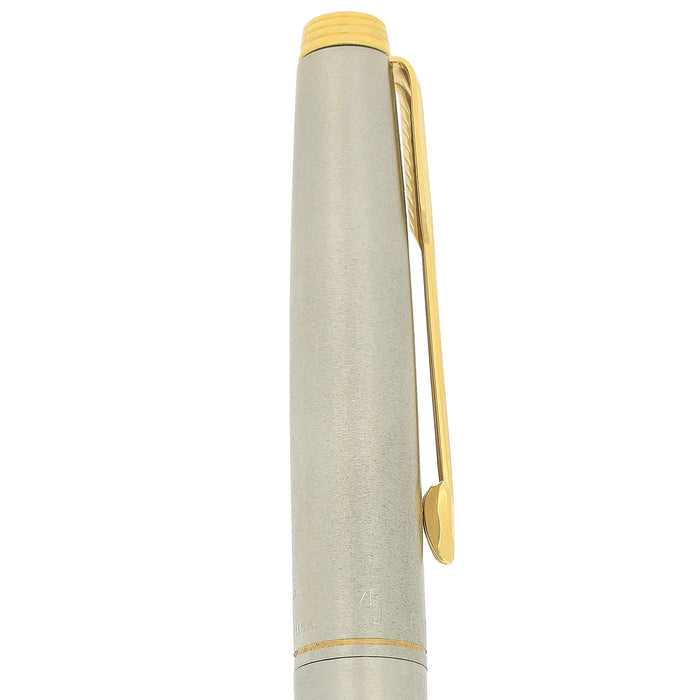 1974 PARKER 75 FLIGHTER DELUXE W/75 INSCRIPTION (EARLY PRODUCTION) STAINLESS 14K XF NIB FOUNTAIN PEN NEW IN BOX OFFERED BY ANTIQUE DIGGER