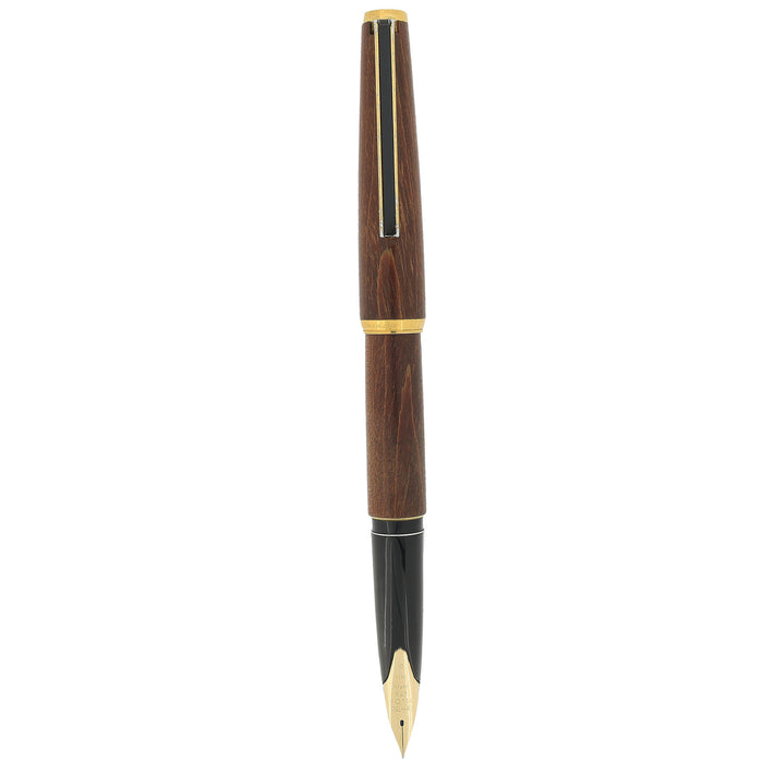 1979 JAPAN PILOT CUSTOM MAPLE WOOD 18K FINE NIB FOUNTAIN PEN SERVICED OFFERED BY ANTIQUE DIGGER