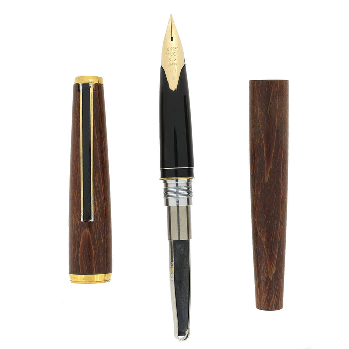 1979 JAPAN PILOT CUSTOM MAPLE WOOD 18K FINE NIB FOUNTAIN PEN SERVICED OFFERED BY ANTIQUE DIGGER