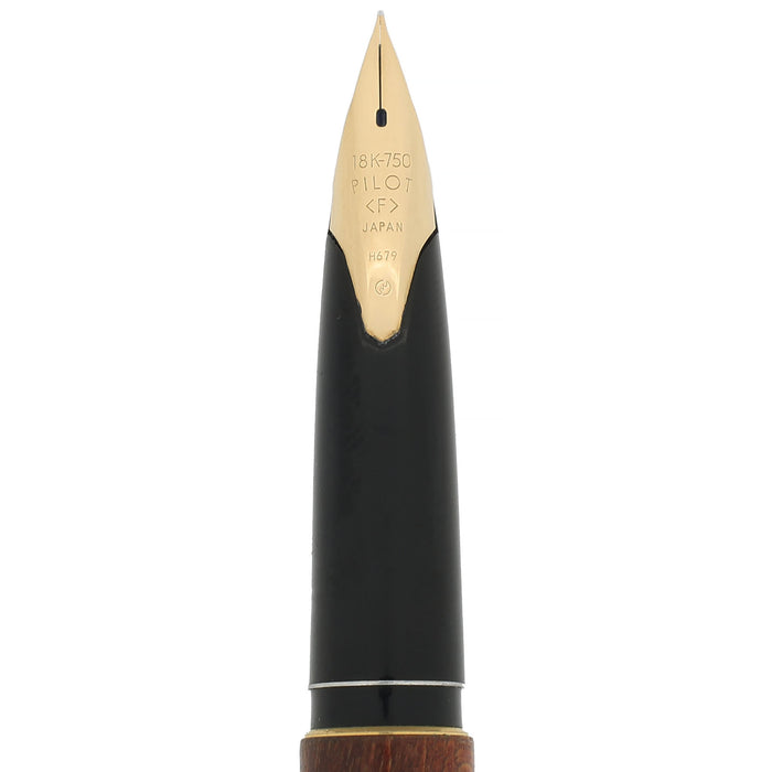 1979 JAPAN PILOT CUSTOM MAPLE WOOD 18K FINE NIB FOUNTAIN PEN SERVICED OFFERED BY ANTIQUE DIGGER