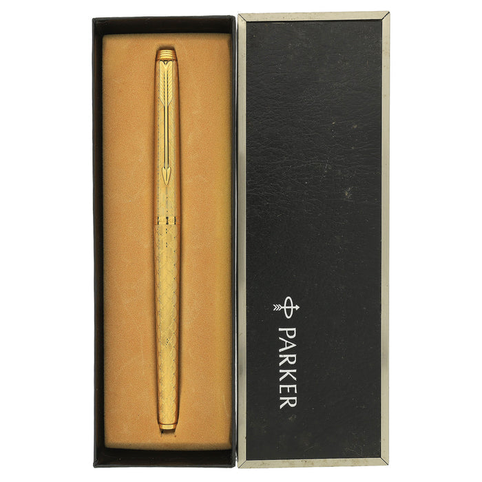 1980 PARKER 180 GUIRLANDE PATTERN 14K MED NIB FOUNTAIN PEN NEVER INKED OFFERED BY ANTIQUE DIGGER