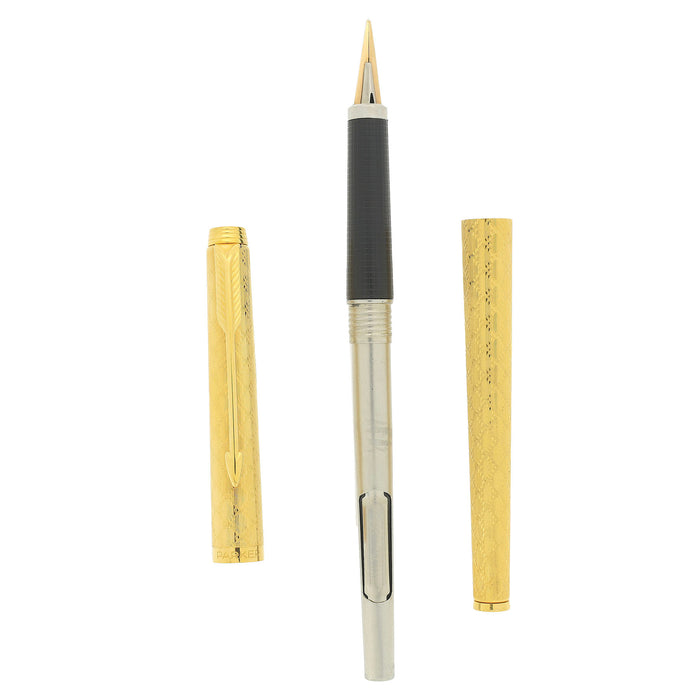 1980 PARKER 180 GUIRLANDE PATTERN 14K MED NIB FOUNTAIN PEN NEVER INKED OFFERED BY ANTIQUE DIGGER