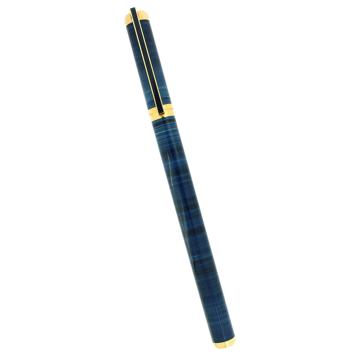 C1989 S.T. DUPONT LAQUE DE CHINE OCEAN BLUE PATTERN 18K MED NIB FOUNTAIN PEN MINT OFFERED BY ANTIQUE DIGGER