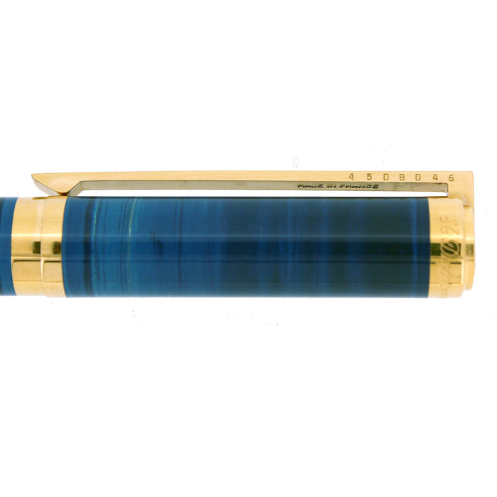 C1989 S.T. DUPONT LAQUE DE CHINE OCEAN BLUE PATTERN 18K MED NIB FOUNTAIN PEN MINT OFFERED BY ANTIQUE DIGGER