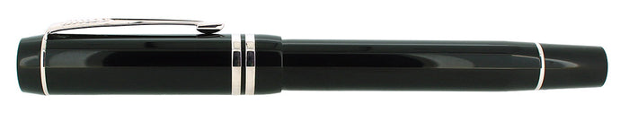 1989 DUOFOLD INTERNATIONAL BLACK W/PLATINUM TRIM 18K MEDIUM NIB FOUNTAIN PEN MINT OFFERED BY ANTIQUE DIGGER