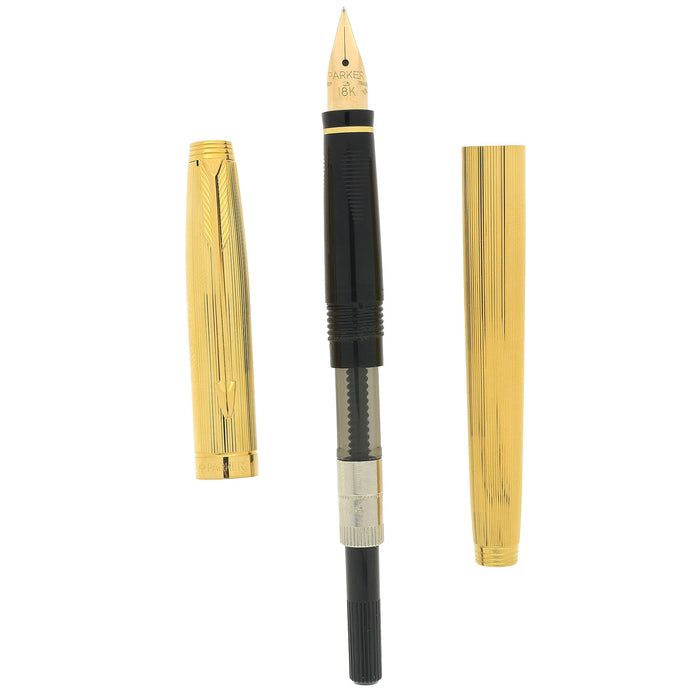 1989 PARKER 75 22K GOLD PLATE 18K FINE NIB FOUNTAIN PEN NEW IN BOX OFFERED BY ANTIQUE DIGGER