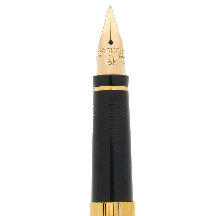 1989 PARKER 75 22K GOLD PLATE 18K FINE NIB FOUNTAIN PEN NEW IN BOX OFFERED BY ANTIQUE DIGGER