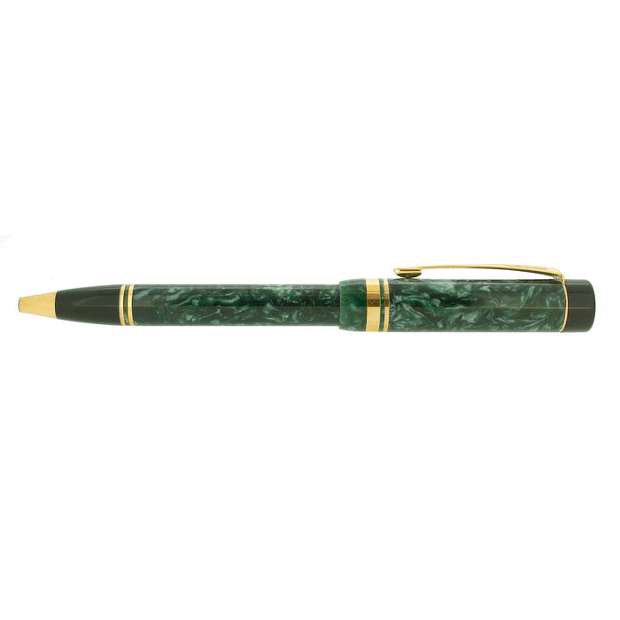 1989 PARKER DUOFOLD GREEN MARBLE CAP ACTIVATED BALLPOINT PEN OFFERED BY ANTIQUE DIGGER