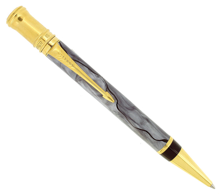 1989 PARKER DUOFOLD GREY PEARL BALLPOINT PEN MINT NEW IN BOX MADE IN UK OFFERED BY ANTIQUE DIGGER