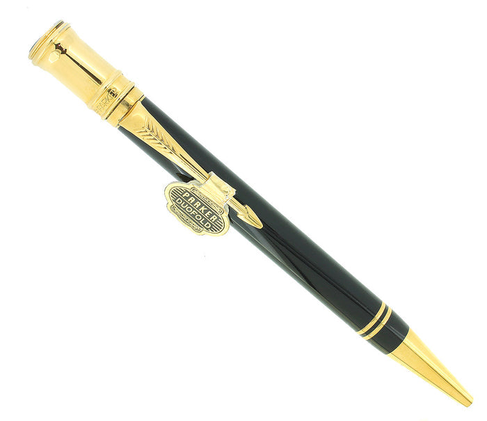 1990 PARKER DUOFOLD JET BLACK BALLPOINT PEN MADE IN UK TAGGED OFFERED BY ANTIQUE DIGGER